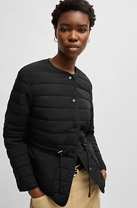 Water-repellent padded jacket with drawcord waist