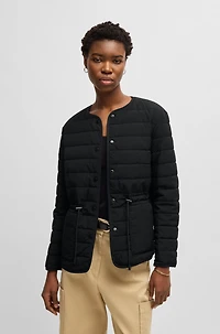 Water-repellent padded jacket with drawcord waist