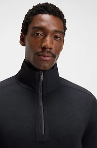 Zip-neck sweater with softshell trims