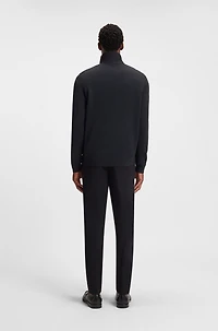 Zip-neck sweater with softshell trims