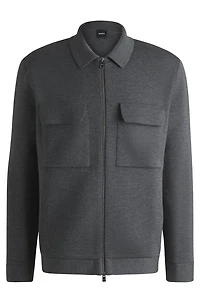 Zip-up regular-fit cardigan wool