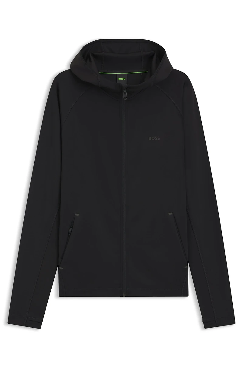 Active stretch zip-up hoodie with moisture management