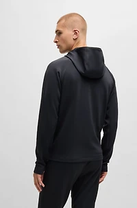 Reflective-branding hoodie with zip front