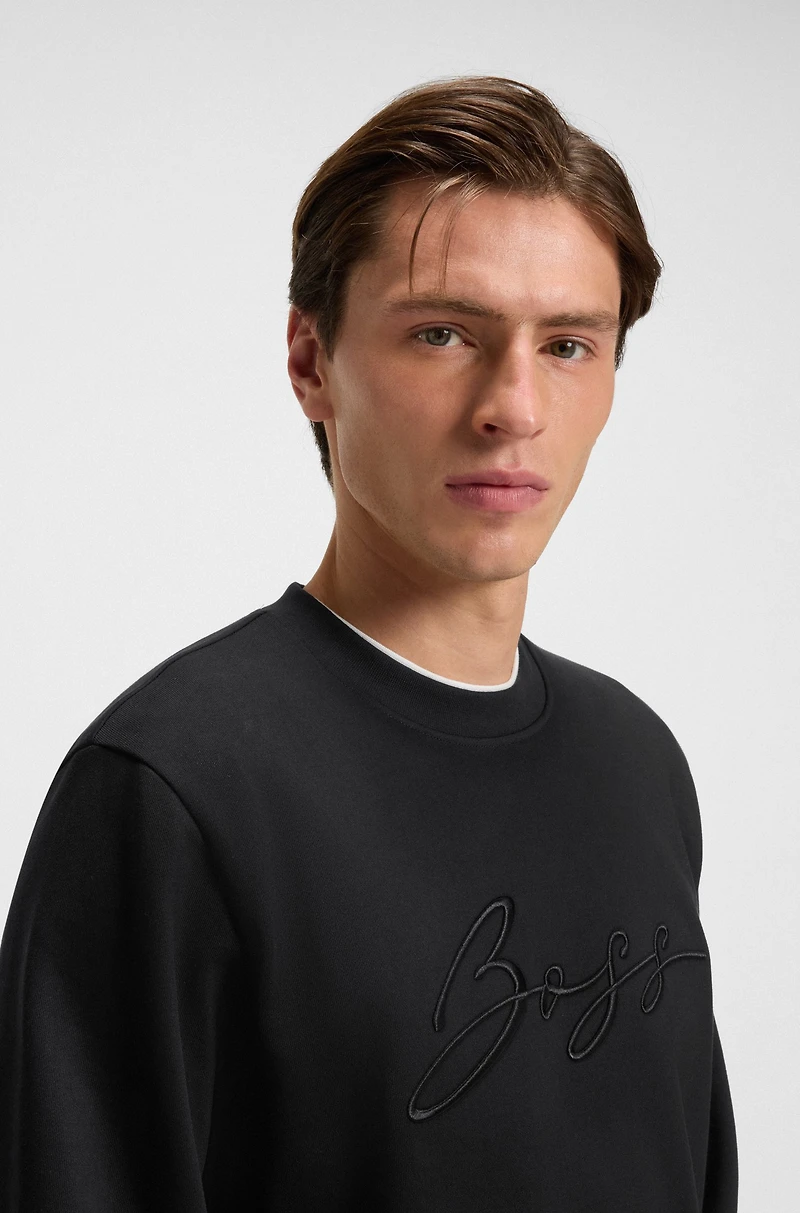 Cotton-terry relaxed-fit sweatshirt with script logo