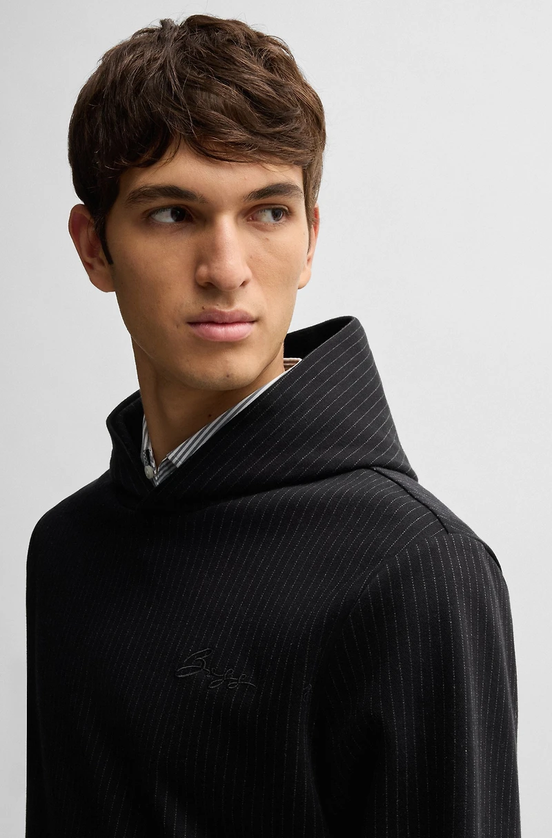Regular-fit hoodie a pinstripe cotton