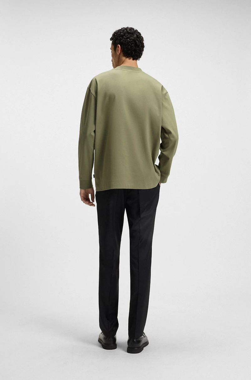 Relaxed-fit long-sleeved T-shirt mercerized cotton