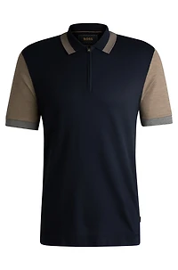 Cotton-silk polo shirt with contrast details