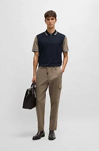 Cotton-silk polo shirt with contrast details