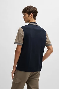 Cotton-silk polo shirt with contrast details