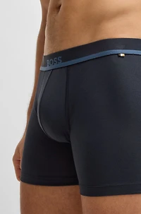 Stretch-cotton boxer briefs with logo waistband
