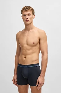 Stretch-cotton boxer briefs with logo waistband