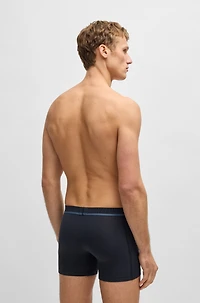 Stretch-cotton boxer briefs with logo waistband