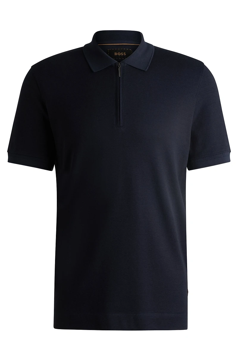Zip-neck polo shirt cotton and cashmere