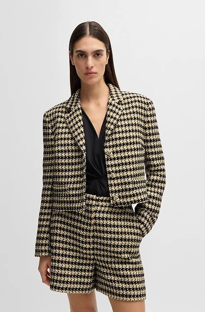 Cropped regular-fit jacket tweed