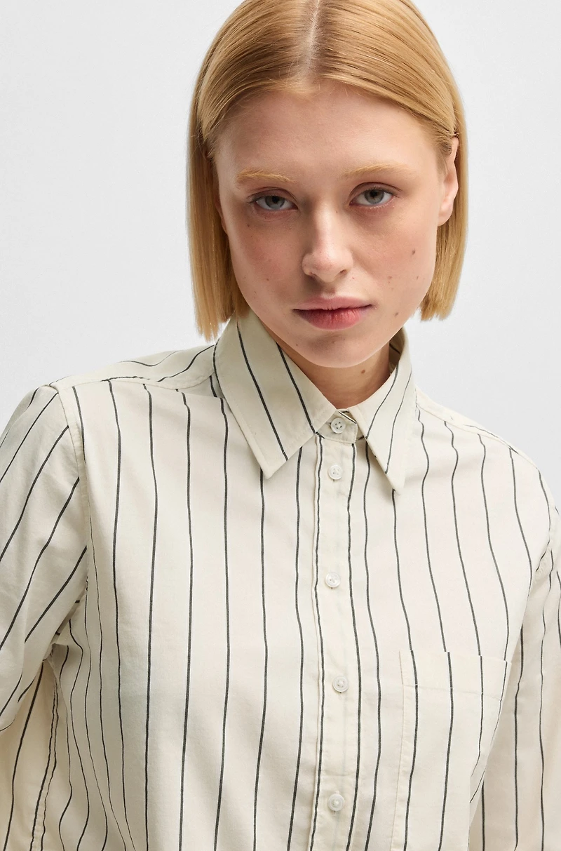 Regular-fit blouse striped stretch cotton