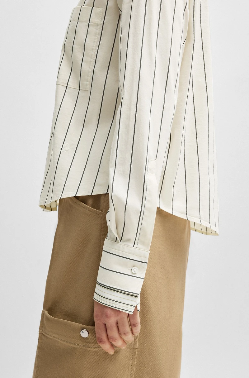 Regular-fit blouse striped stretch cotton