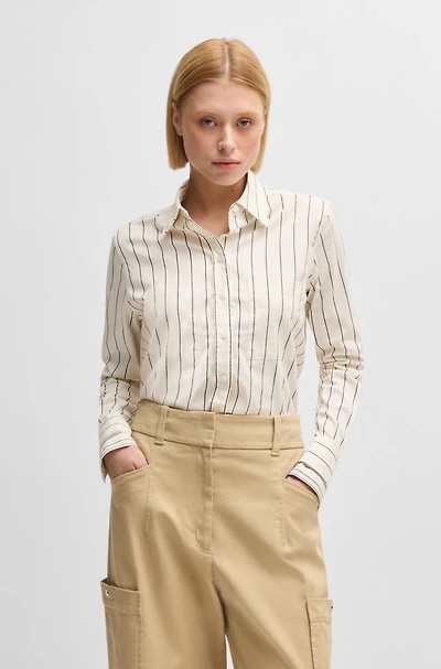 Regular-fit blouse striped stretch cotton