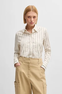 Regular-fit blouse striped stretch cotton