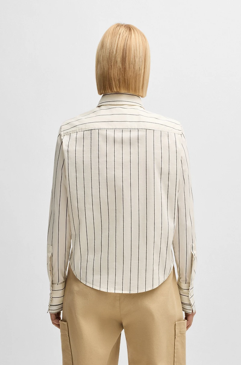 Regular-fit blouse striped stretch cotton