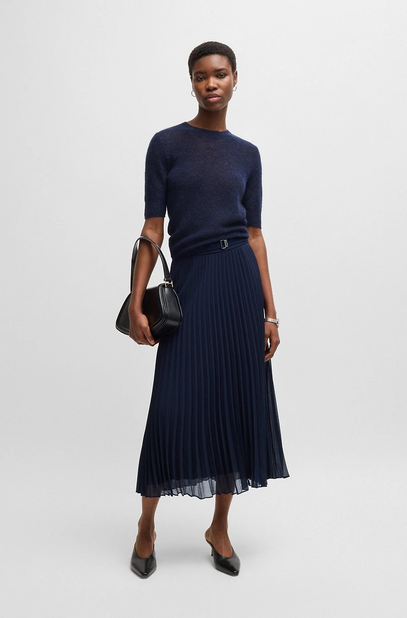Belted skirt plissé crepe