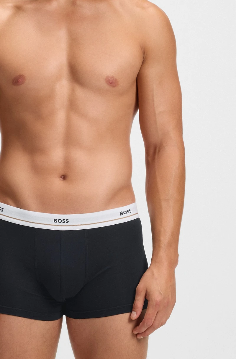 Three-pack of stretch-cotton trunks with logo waistbands