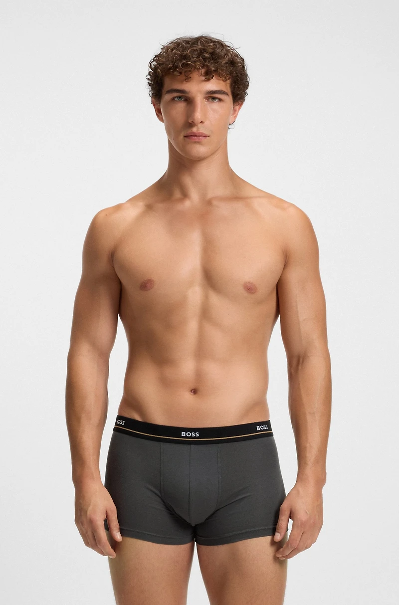 Three-pack of stretch-cotton trunks with logo waistbands