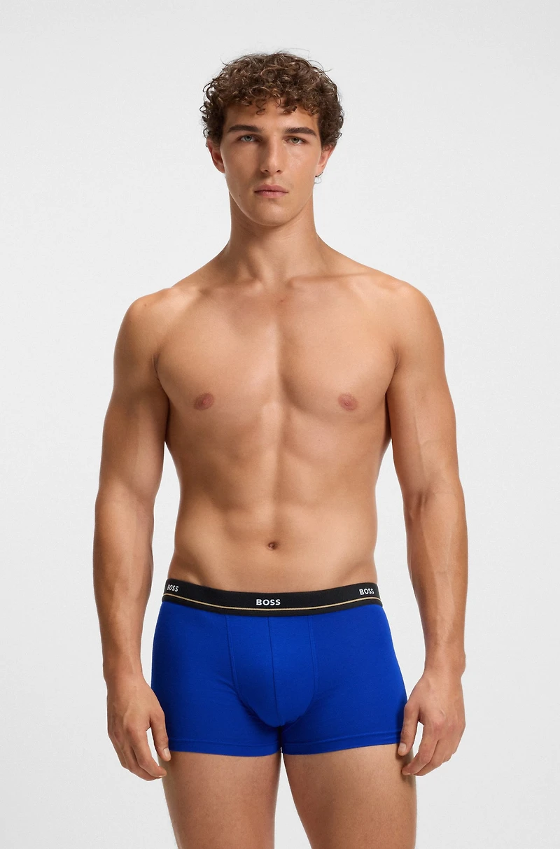 Three-pack of stretch-cotton trunks with logo waistbands