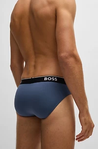 Three-pack of stretch-cotton briefs with logo waistbands