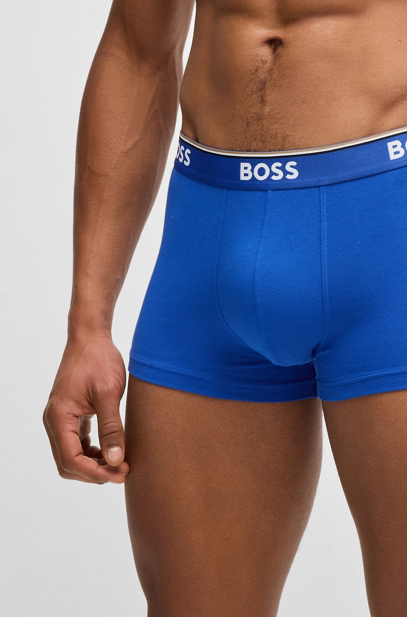 Three-pack of logo-waistband trunks stretch cotton