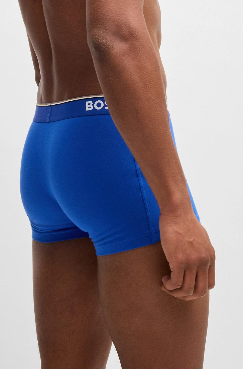 Three-pack of logo-waistband trunks stretch cotton