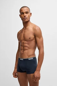 Three-pack of logo-waistband trunks stretch cotton