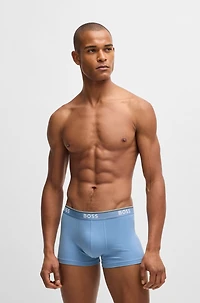 Three-pack of logo-waistband trunks stretch cotton