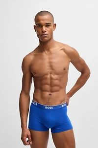 Three-pack of logo-waistband trunks stretch cotton