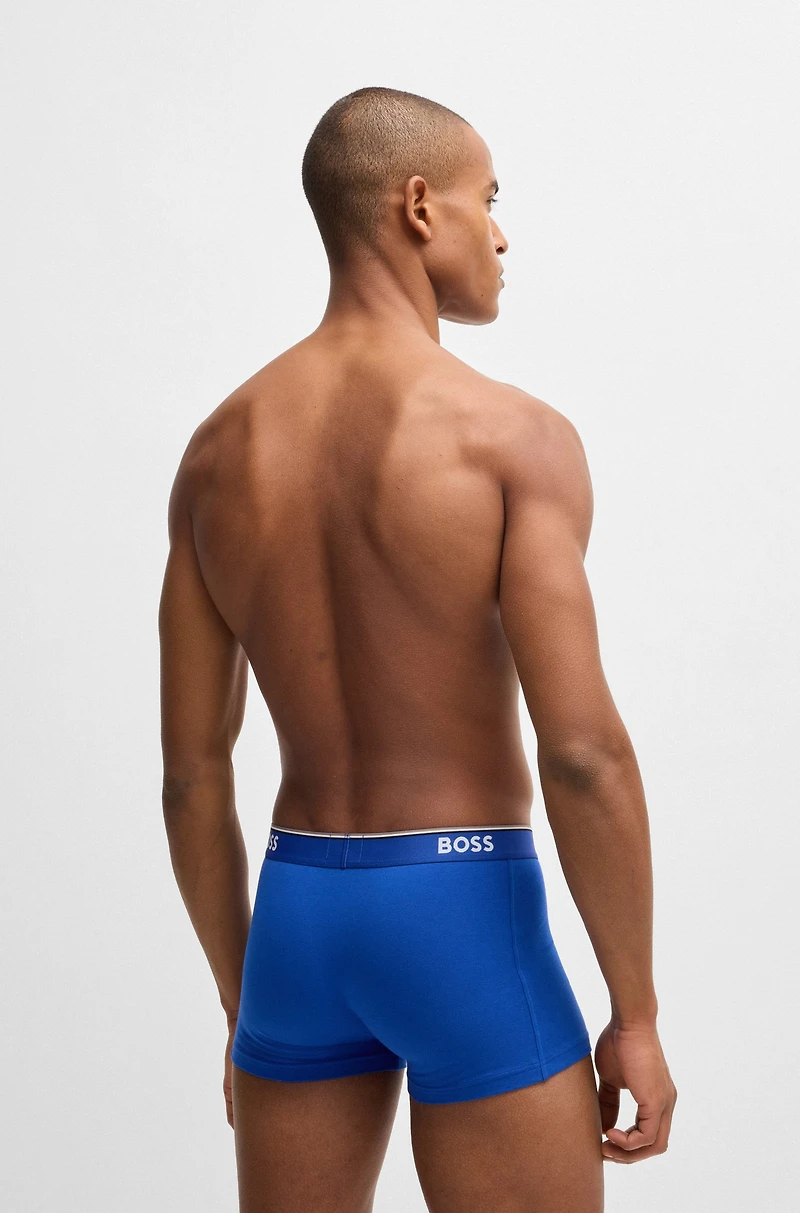 Three-pack of logo-waistband trunks stretch cotton