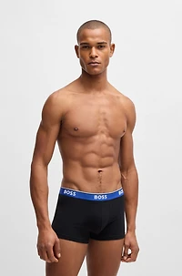 Three-pack of stretch-cotton trunks with logo waistbands