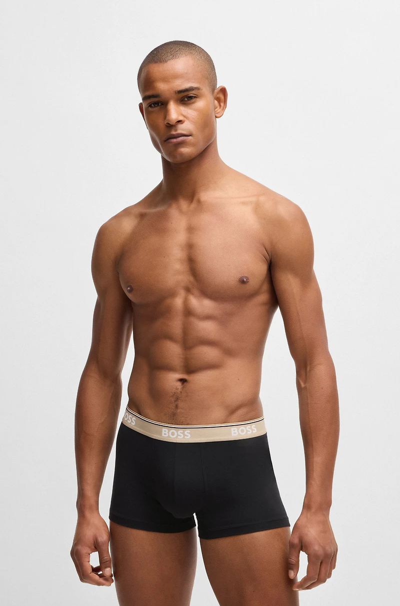 Three-pack of stretch-cotton trunks with logo waistbands