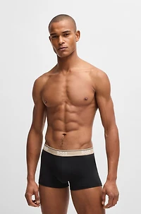 Three-pack of stretch-cotton trunks with logo waistbands
