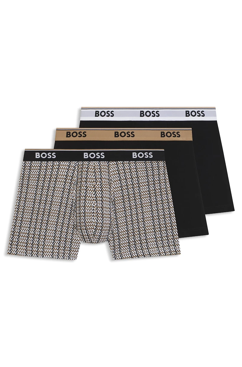 Three-pack of logo-waistband boxer briefs stretch cotton