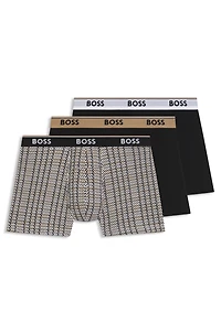 Three-pack of logo-waistband boxer briefs stretch cotton