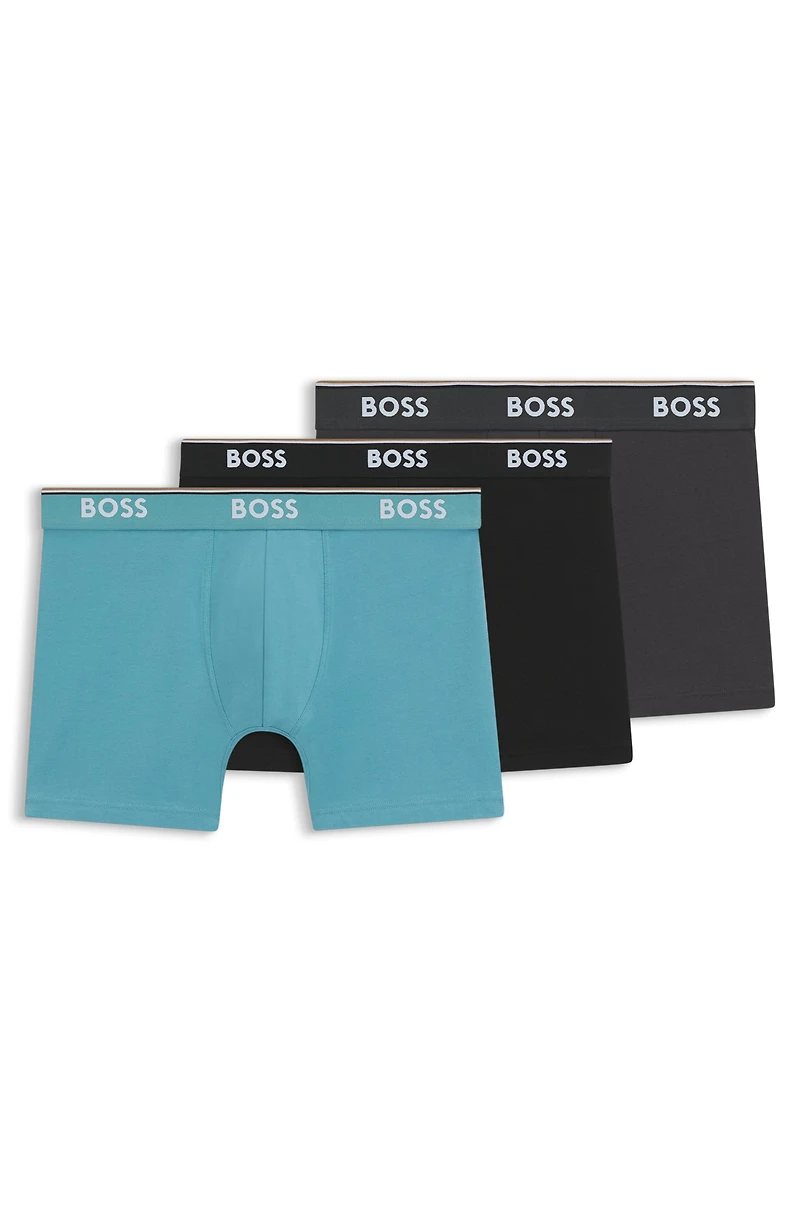 Three-pack of logo-waistband boxer briefs stretch cotton