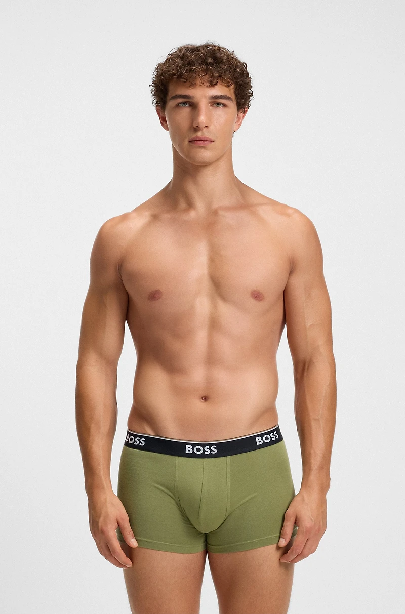 Three-pack of stretch-cotton trunks with logo waistband