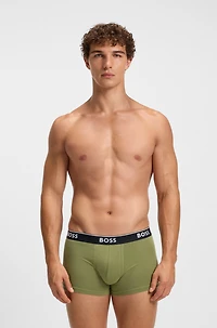 Three-pack of stretch-cotton trunks with logo waistband