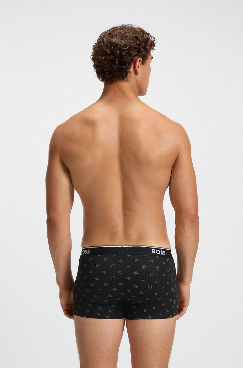 Three-pack of stretch-cotton trunks with logo waistband