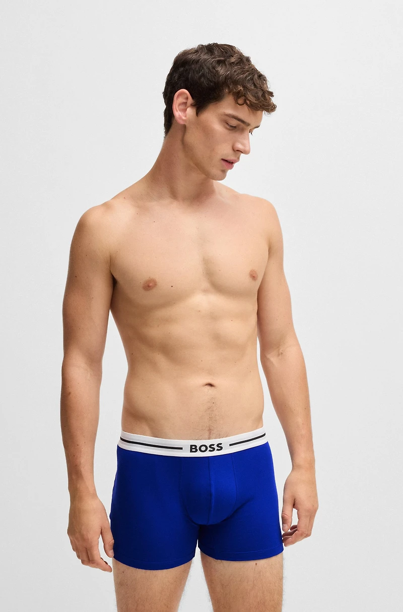 Three-pack of boxer briefs with logo stripe waistbands