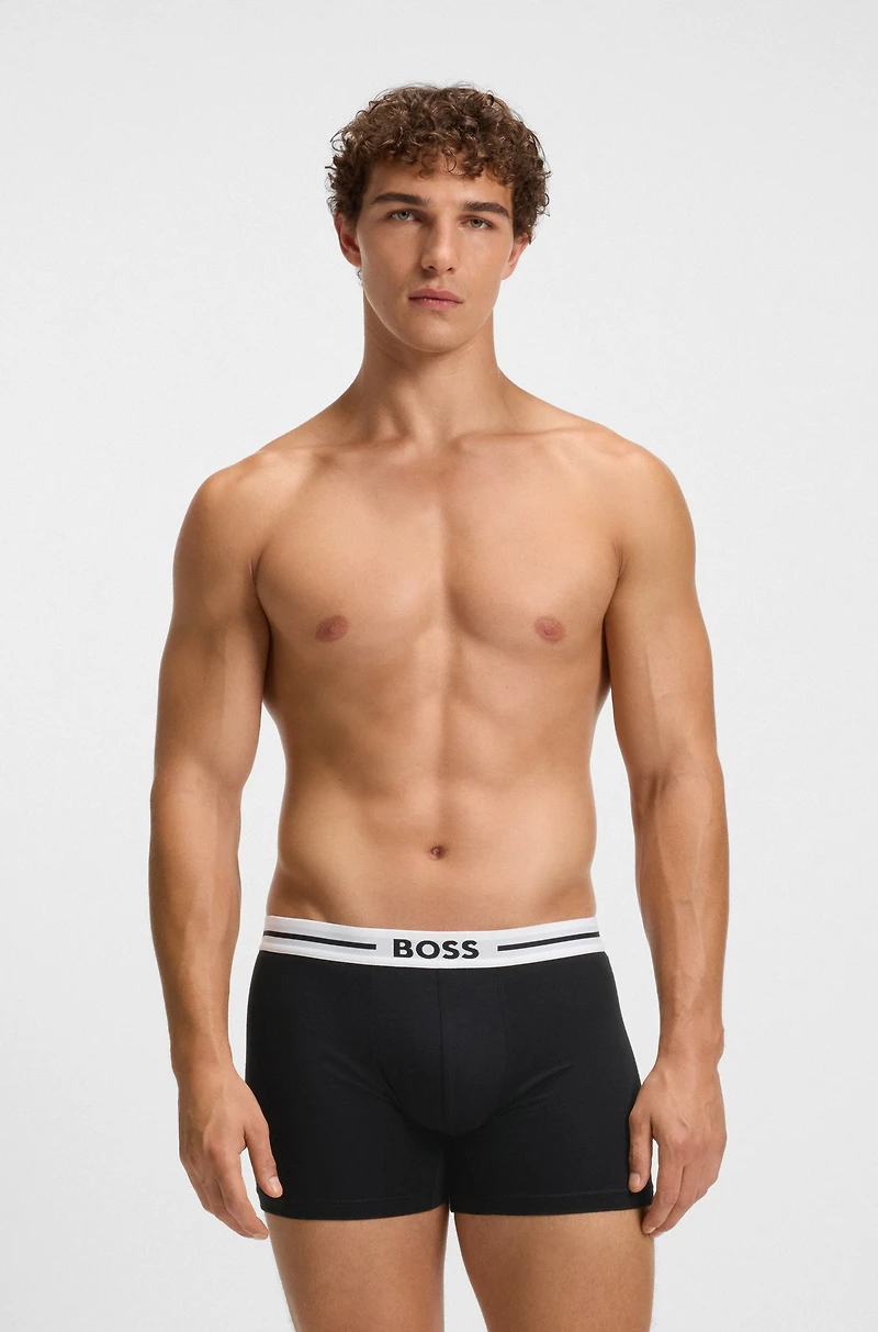 Three-pack of stretch-cotton boxer briefs with logo