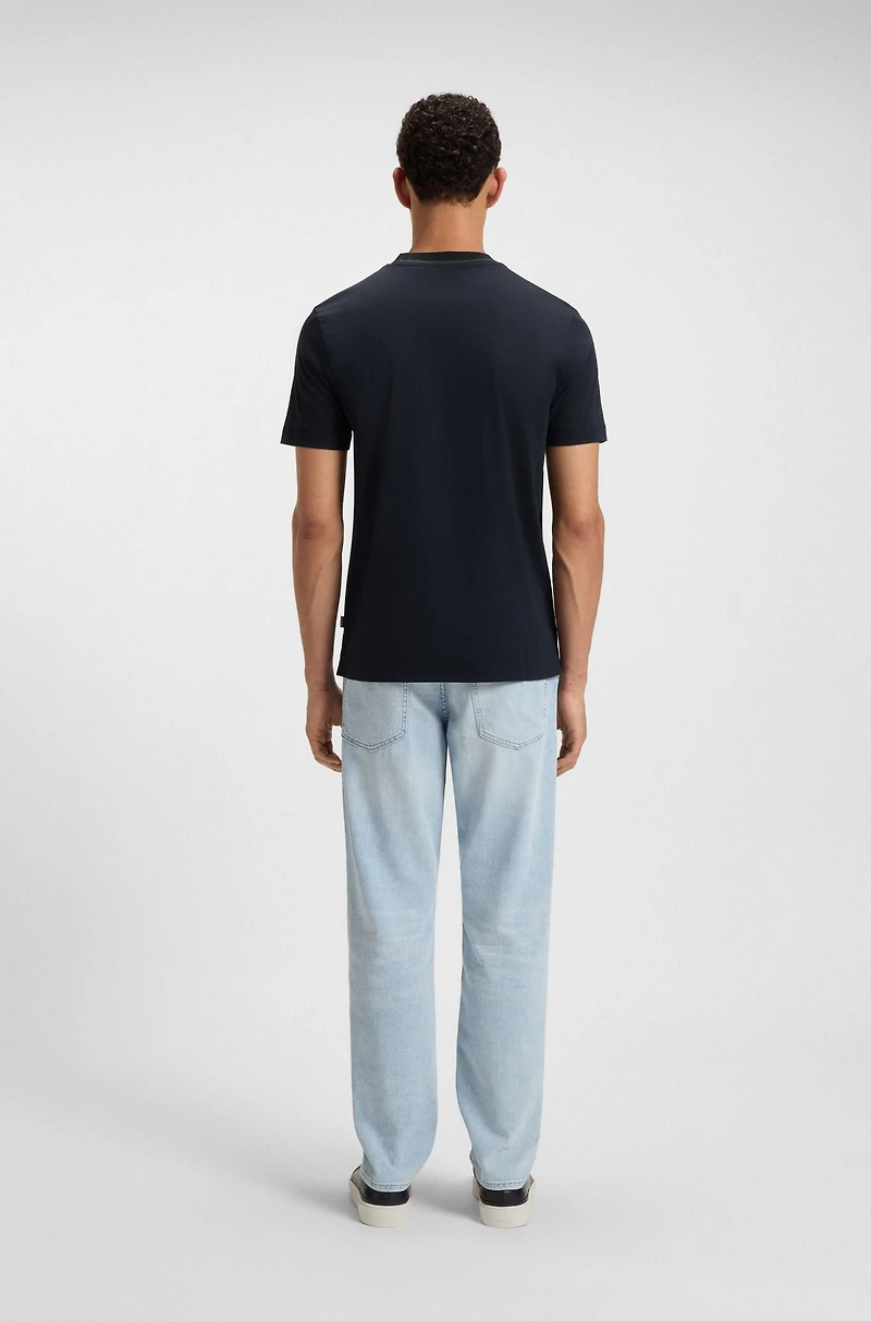 Mercerized-cotton slim-fit T-shirt with collar stripe