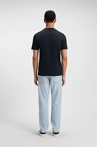 Mercerized-cotton slim-fit T-shirt with collar stripe