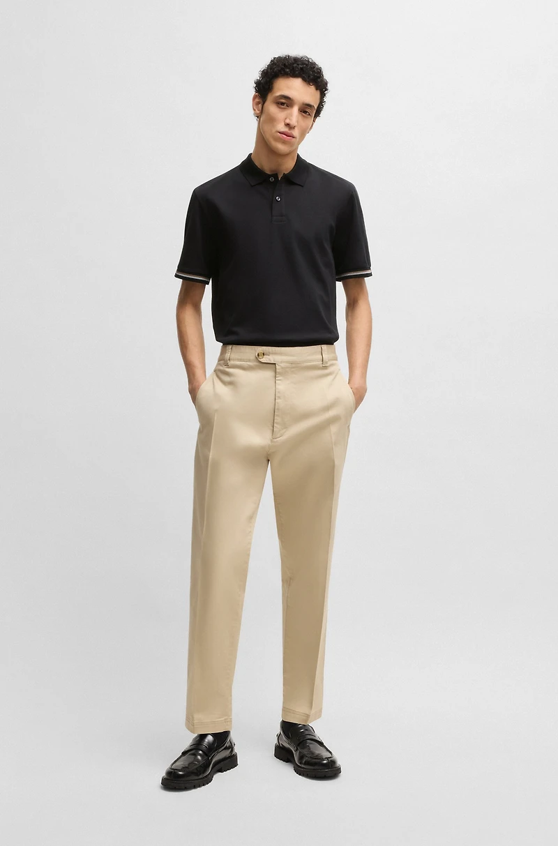 Mercerized-cotton regular-fit polo shirt with stripe trims