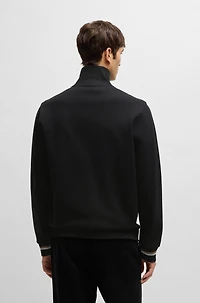Mercerized-cotton regular-fit sweatshirt with stripe cuffs