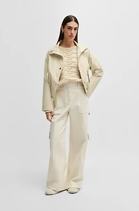 Hooded parka jacket water-repellent fabric